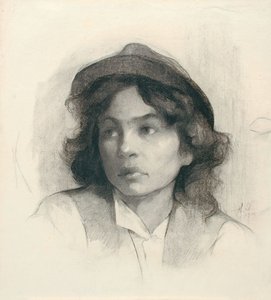 Portrait of a Girl with a Hat by Henrika Santel